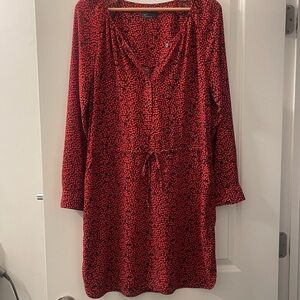 GAP Vibrant Red and Black Patterned Long Sleeve Dress